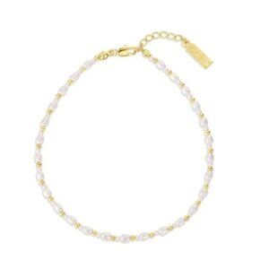 NWT Set & Stones Shelly Pearl and 14k Gold Anklet
